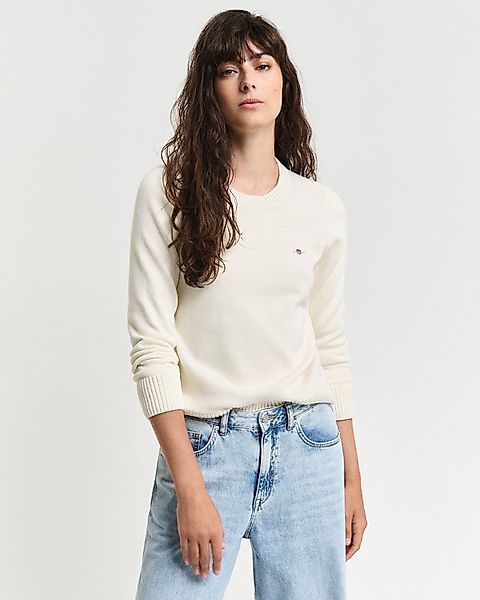 Gant Rundhalspullover CLASSIC COTTON C-NECK mit Zopfstrickmuster günstig online kaufen