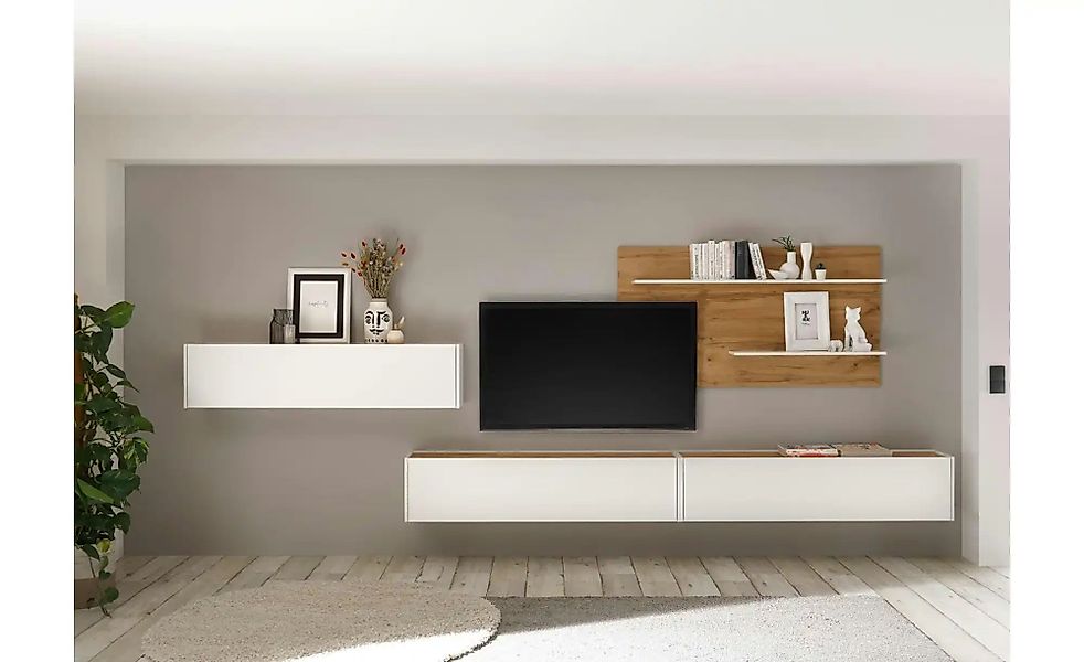 Wohnwand  Cande ¦ weiß ¦ Maße (cm): B: 400 H: 30 Kommoden & Sideboards > Wo günstig online kaufen