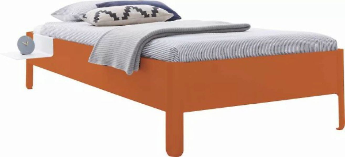 NAIT Einzelbett farbig lackiert 100 x 210cm Ohne Kopfteil Tizianrot günstig online kaufen