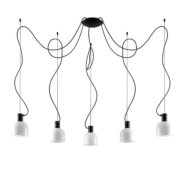 Lucande Pendelleuchte Serina 9920034 Modern in Schwarz aus Glas 5-flammig E günstig online kaufen