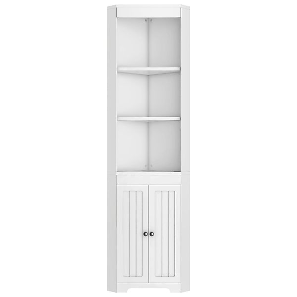Badezimmer-Hochschrank mit Drei offenen Ablagefächern, 49,5x35x170 cm, Weiß günstig online kaufen