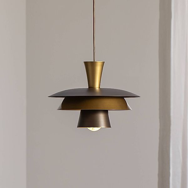Pendellampe Plato, titanfarben/goldfarben, Ø 34 cm, Stahl günstig online kaufen
