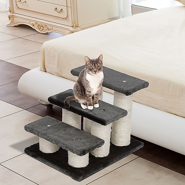 PawHut Tiertreppe für Katzen und Hunde 3-Stufen Hundetreppe Katzentreppe Pl günstig online kaufen
