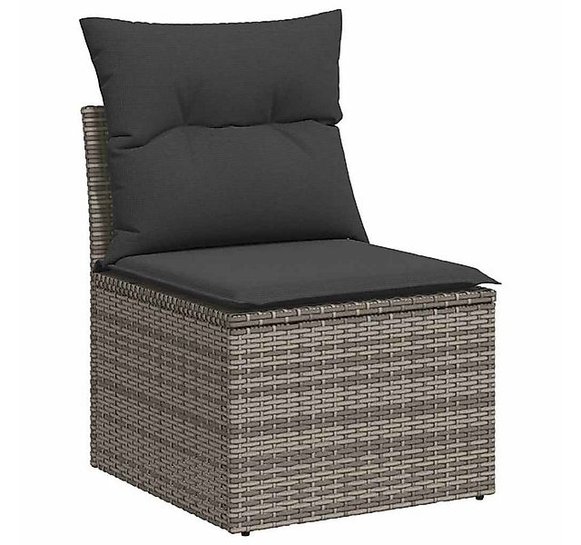 vidaXL Loungesofa Gartensofa ohne Armlehnen mit Kissen Grau Poly Rattan, 1 günstig online kaufen