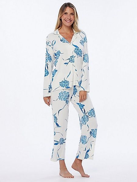 Pure Shape Pyjama Hemdbluse & Hose elastisch mit Blumenprint günstig online kaufen