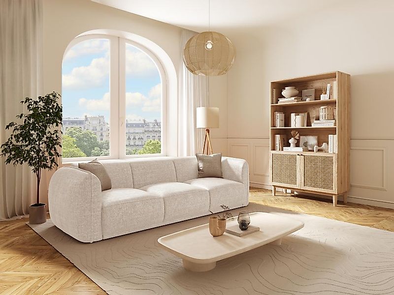 Sofa 3-Sitzer - Strukturstoff - Beige - JUNETI günstig online kaufen