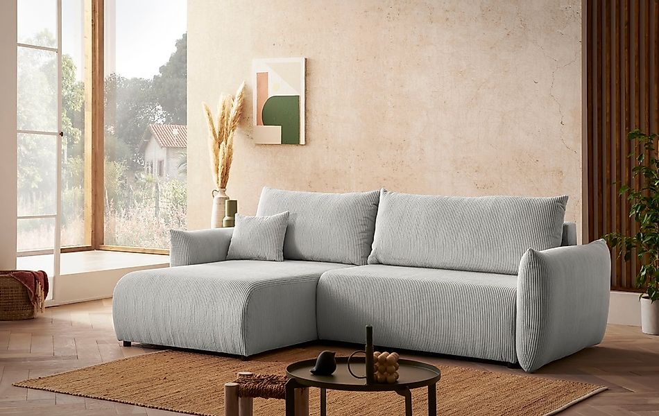 Home affaire Ecksofa "MAVAS Schlafsofa mit Bettkasten, L-Form," ca.257/127c günstig online kaufen