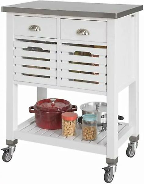 SoBuy® Küchenwagen Servierwagen mit 2 Körben und 2 Schubladen weiß günstig online kaufen