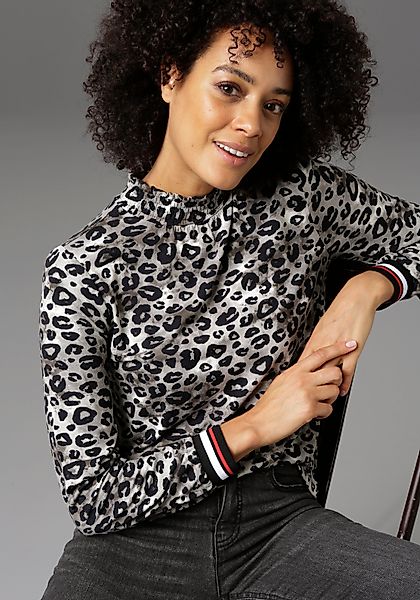 Aniston CASUAL Langarmshirt mit trendigem Animal-Print günstig online kaufen