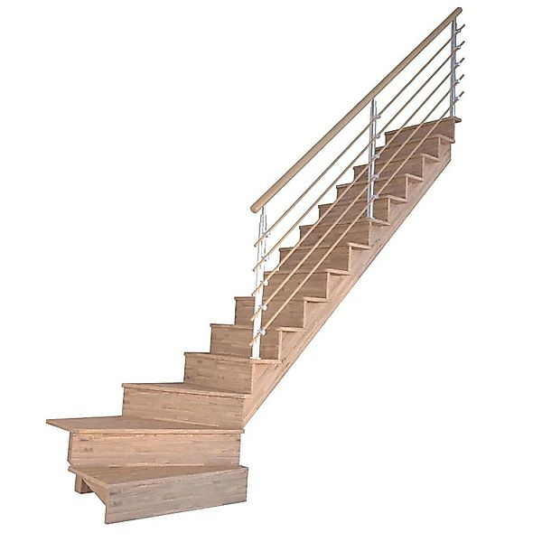 Treppe Lindos Eiche Gewendelt R Setzstufen 80 cm Design-Geländer-Holzstäbe günstig online kaufen