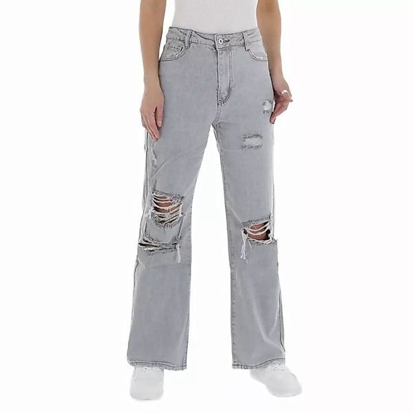 Ital-Design Weite Jeans Damen Freizeit Destroyed-Look High Waist Jeans in H günstig online kaufen