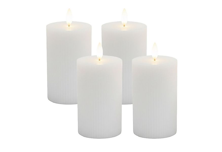 relaxdays LED-Kerze 4er Set 13 cm, weiß günstig online kaufen