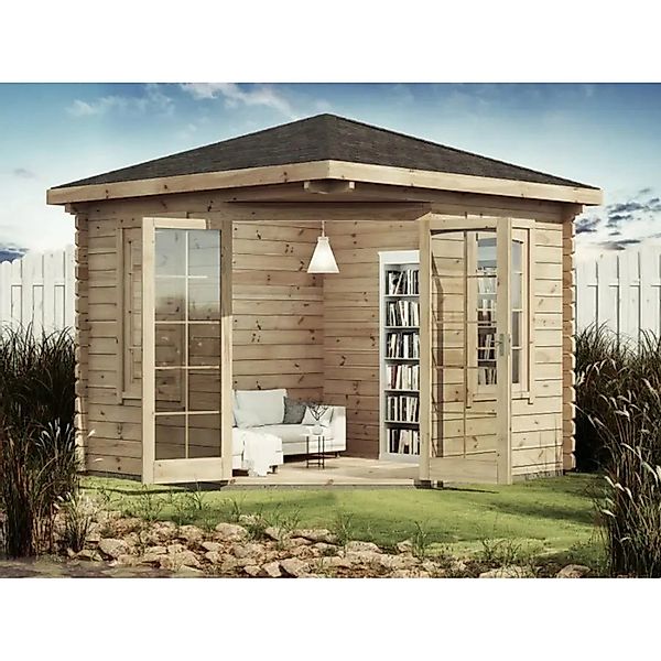 Alpholz Gartenhaus Victor-B 44 Spitzdach Imprägniert 280 cm x 272 cm günstig online kaufen