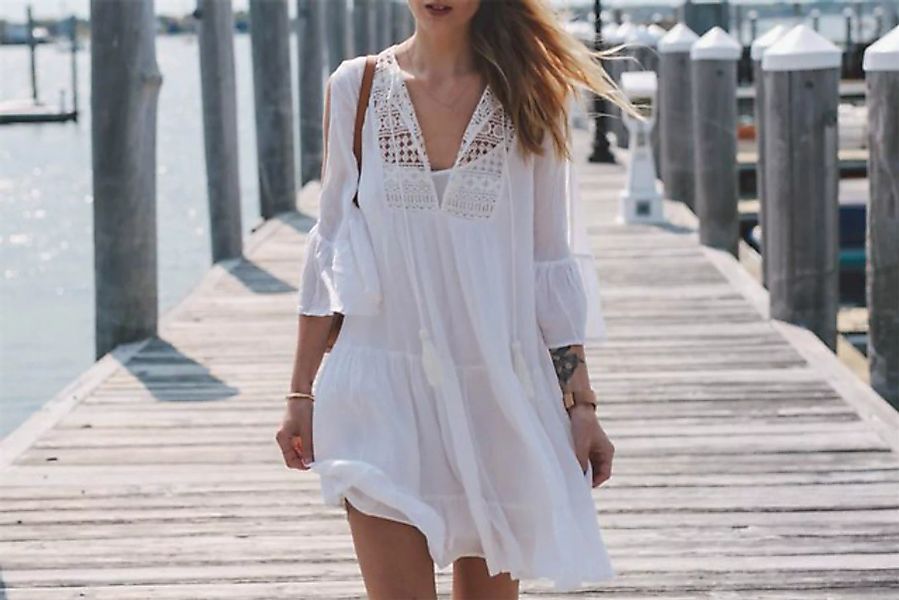 AFAZ New Trading UG Sommerkleid Sonnenschutz-süßer Strandrock mit hohlen Hä günstig online kaufen