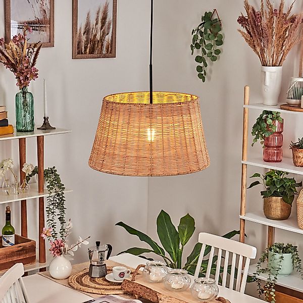 hofstein Hängeleuchte Hängelampe aus Metall/Rattan in günstig online kaufen