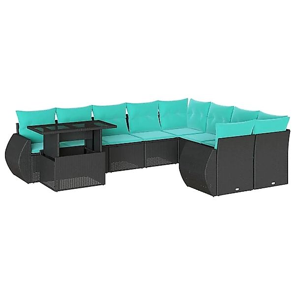vidaXL 10-Tlg Gartensofa-Set mit Kissen Schwarz Polyrattan 3268767 günstig online kaufen