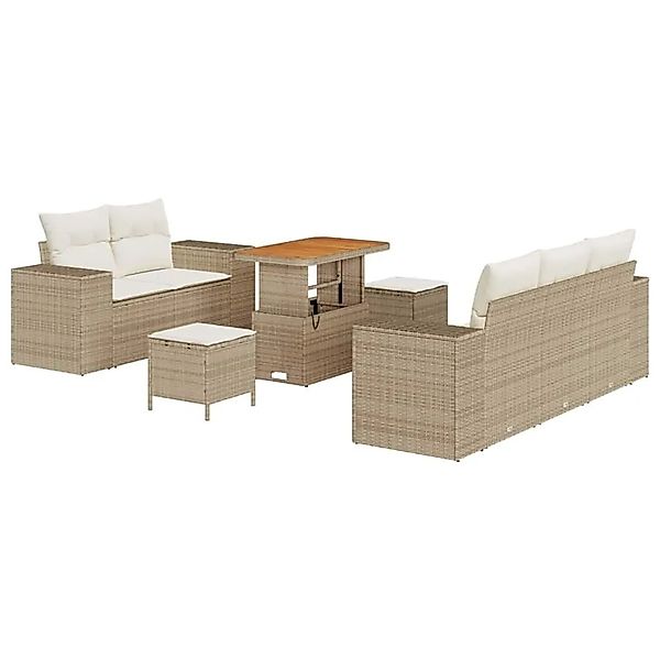 vidaXL Gartensofa-set mit Kissen 8-Tlg Beige und Creme Poly-Rattan 3363901 günstig online kaufen