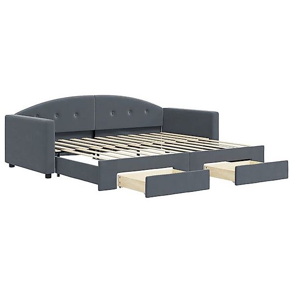 vidaXL Bettgestell Tagesbett Ausziehbar mit Schubladen Dunkelgrau 90x200 cm günstig online kaufen