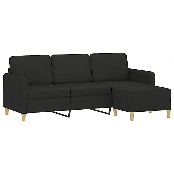 vidaXL 3-Sitzer-Sofa mit Hocker Schwarz 180 cm Stoff 3201196 günstig online kaufen