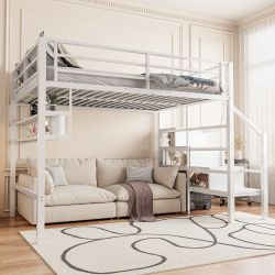 Flieks Hochbett Metallbett 140x200cm mit Einlegeböden günstig online kaufen