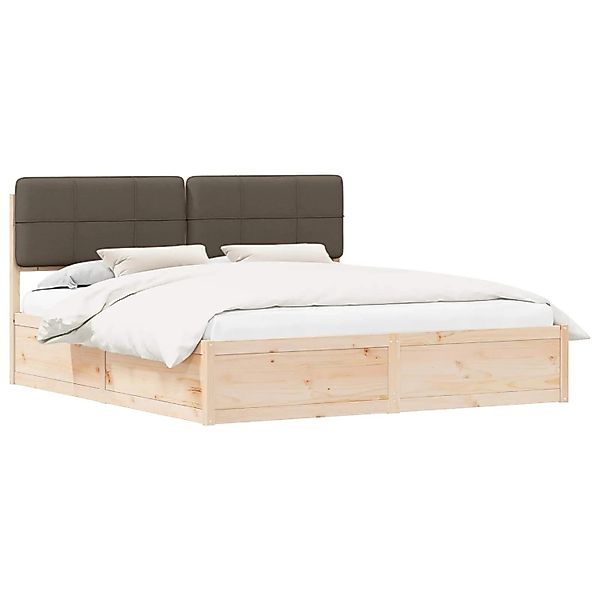 vidaXL Bettgestell mit Gepolstertem Kopfteil Taupe 200 x 200 cm 3398177 günstig online kaufen