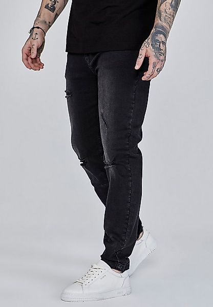 Siksilk Slim-fit-Jeans SikSilk Herren Schwarze Distressed Slim Fit Jeans günstig online kaufen