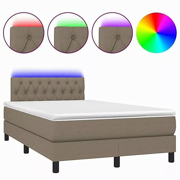 vidaXL Boxspringbett Boxspringbett mit Matratze LED Taupe 120x200 cm Stoff günstig online kaufen