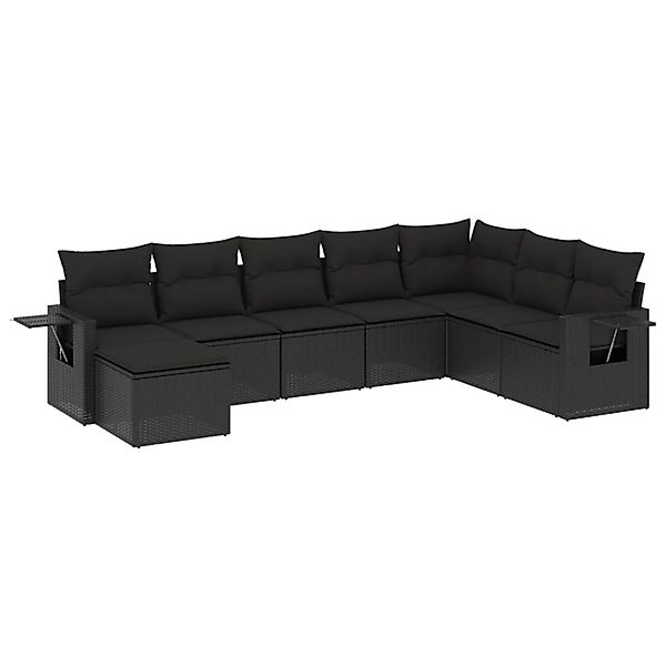 vidaXL 8-Tlg Garten-Sofagarnitur mit Kissen Schwarz Poly Rattan 3220554 günstig online kaufen