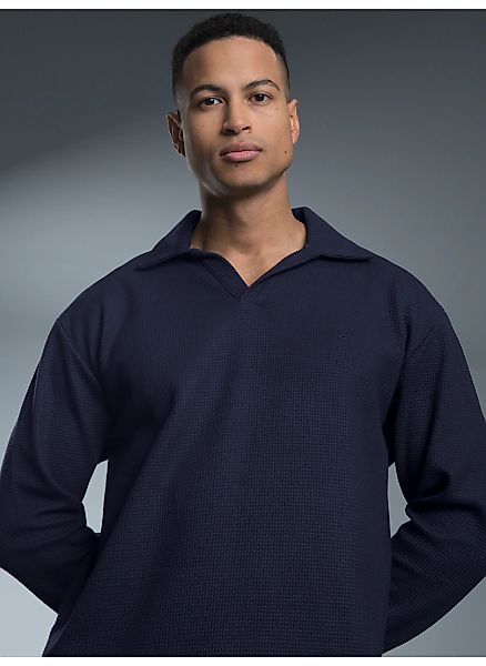 Trigema Poloshirt "TRIGEMA Langarm Poloshirt ohne Knopfleiste in Waffelopti günstig online kaufen
