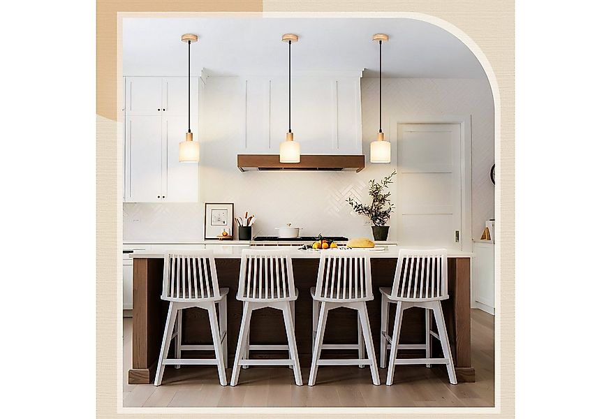 Nettlife Pendelleuchte Vintage Holz Stoff Weiß 1/3 Flammig E14 Rustikale Be günstig online kaufen