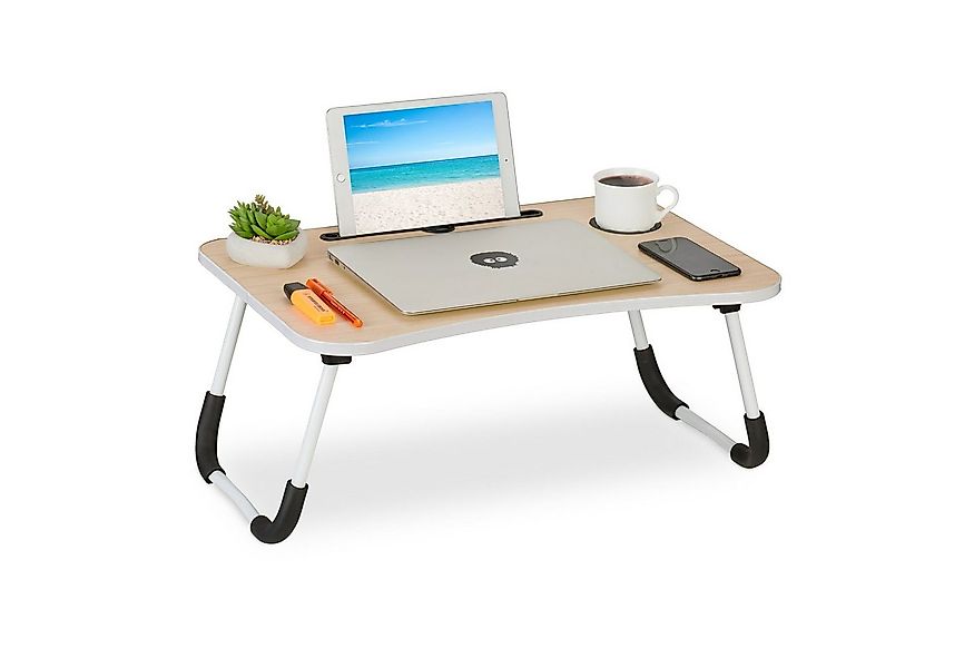 relaxdays Laptoptisch mit Tablet & Getränkehalt günstig online kaufen