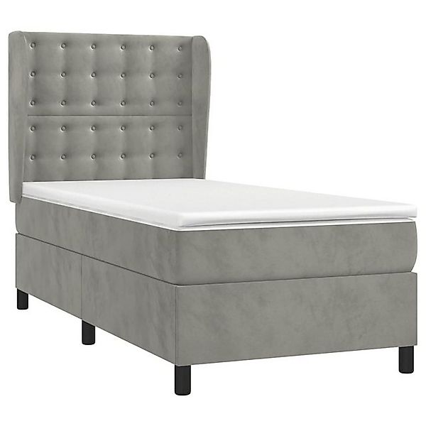 vidaXL Boxspringbett mit Matratze Hellgrau 90x190 cm Samt1393976 günstig online kaufen