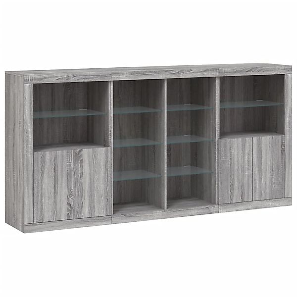 vidaXL Sideboard mit LED-Leuchten Grau Sonoma 202x37x100 cm 3209189 günstig online kaufen