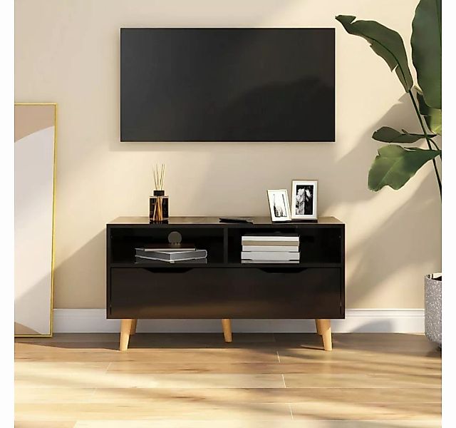 furnicato TV-Schrank Hochglanz-Schwarz 90x40x48,5 cm Holzwerkstoff günstig online kaufen