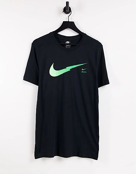 Nike – T-Shirt in Schwarz mit Zickzack-Logo günstig online kaufen