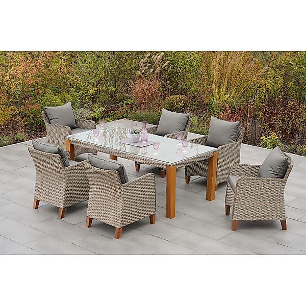 Merxx Avellino Set 7-tlg. Gartentisch 180 x 100 cm günstig online kaufen
