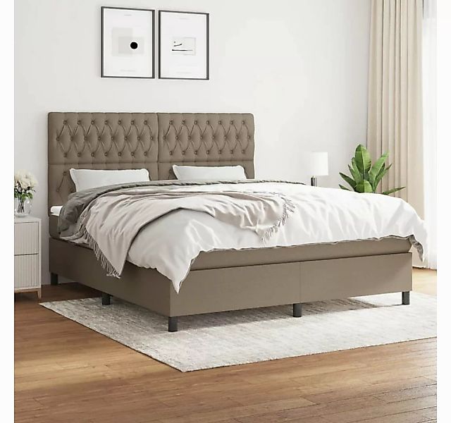 vidaXL Boxspringbett Boxspringbett mit Matratze Taupe 180x200 cm Stoff Bett günstig online kaufen