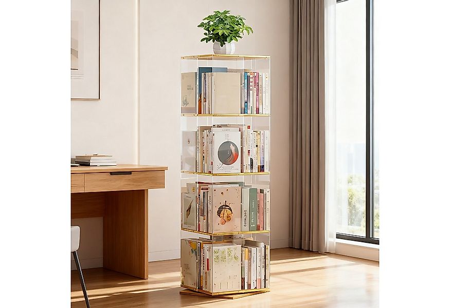 TWSOUL Bücherregal 360° Drehbares Bücherregal 4 Ebenen 16 Fächer Standregal günstig online kaufen