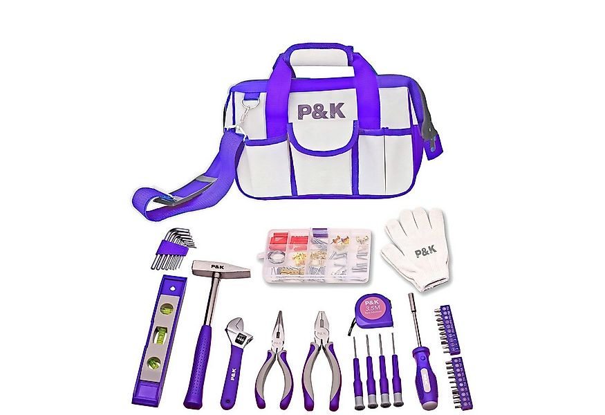 P & K Werkzeugset 141-teiliges lila Werkzeugset Werkzeug in praktischer Tas günstig online kaufen