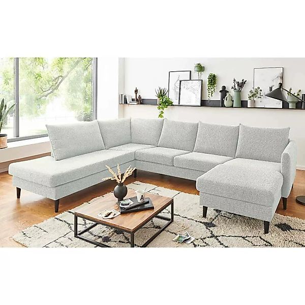 Wohnzimmer Couch in Offwhite Webstoff vier Sitzplätze günstig online kaufen