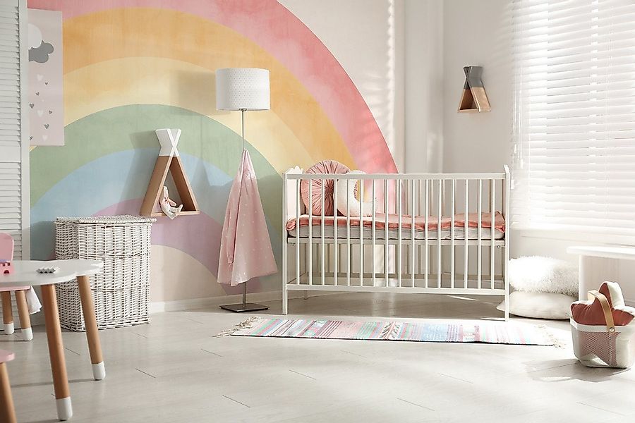 A.S. Création Vliestapete Regenbogen Pastellfarben Rosa Bunt Kindertapete, günstig online kaufen