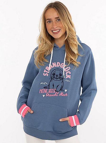 Zwillingsherz Hoodie "Seerobbe" Strandglück Schriftzug, niedliche Robbe. ge günstig online kaufen