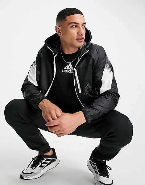 adidas Training – Jacke in Schwarz mit farblich abgesetzten Einsätzen günstig online kaufen