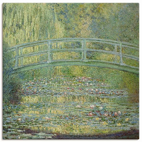 Artland Leinwandbild "Seerosenteich und japanische Brücke." Gewässer 1 Stk. günstig online kaufen