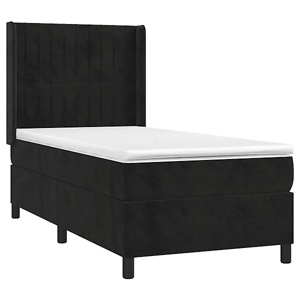 vidaXL Boxspringbett mit Matratze & LED Schwarz 90x190 cm Samt 3139657 günstig online kaufen