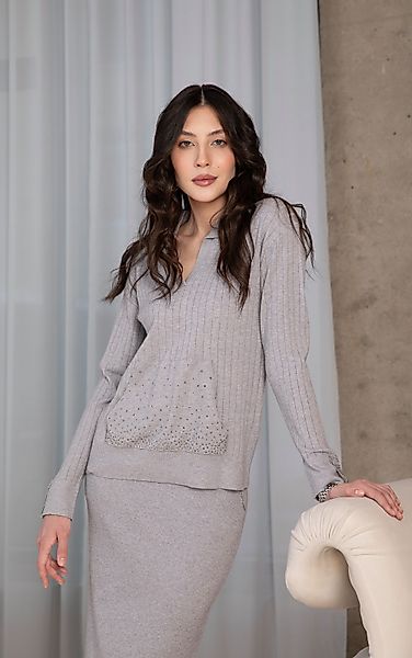 Passioni Strickpullover mit lockerer Passform, Kragen, günstig online kaufen