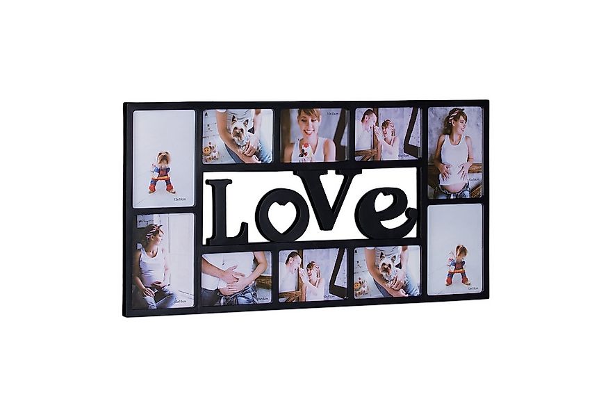 relaxdays Collagerahmen Bilderrahmen LOVE für 10 Fotos, schwarz günstig online kaufen
