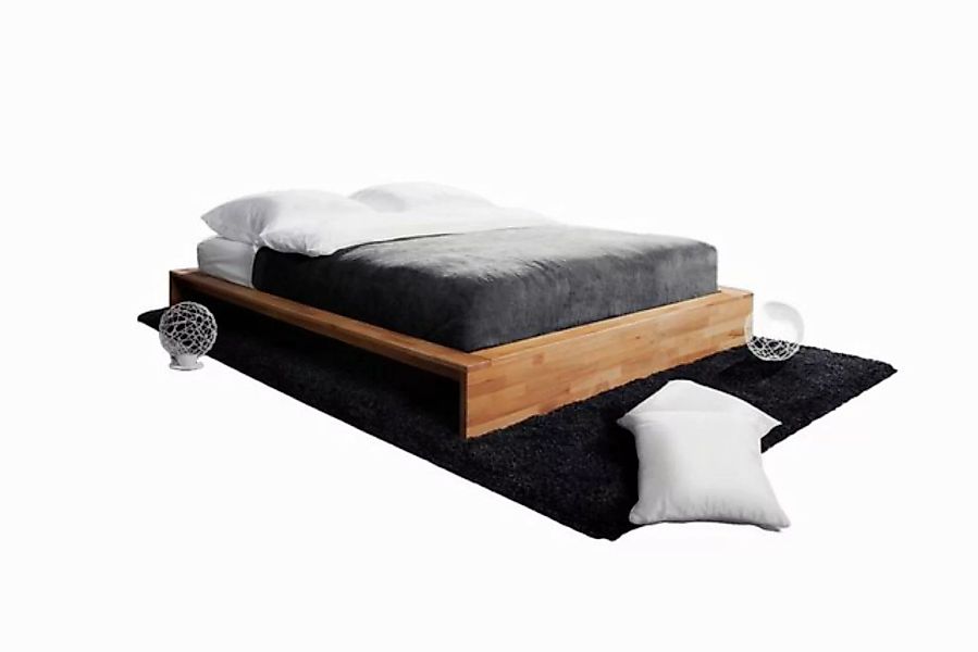 Natur24 Einzelbett Bett Lubic 2 Sonderl. 140x220 Kernbuche Holzkopfteil Hol günstig online kaufen