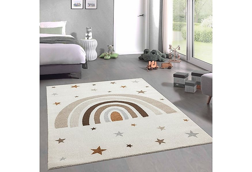 Carpetia Teppich Kurzflor Teppich Kinder creme pastell Regenbogen Stern bra günstig online kaufen