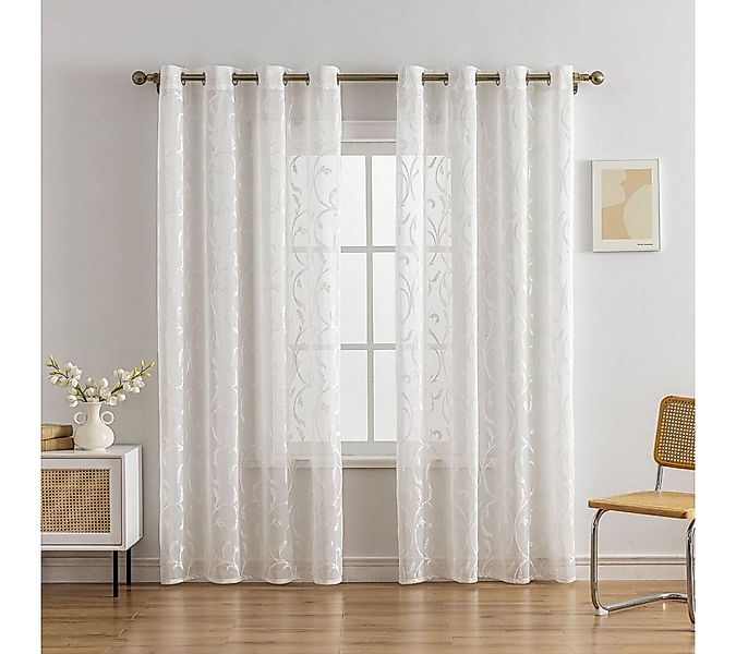 BYSURE Gardine (2 St), Ösen, halbtransparent, Stickerei Vorhänge günstig online kaufen